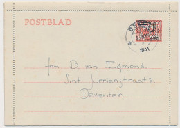 Postblad G. 21 Delft - Deventer 1941  - Postal Stationery