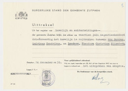 Gemeente Leges 1.- Zutphen 1959 - Fiscaux