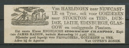 Advertentie 1859 Stoomschip Harlingen - Engeland - Lettres & Documents