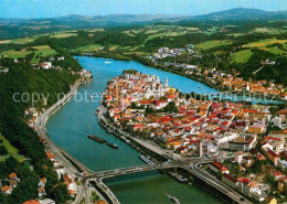 72842517 Passau Fliegeraufnahme Muendung Inn Ilz Donau Passau - Passau