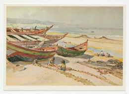 Postal Stationery Portugal Fishing Boats On The Beach - Fishes