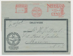 Meter Address Label Netherlands 1934 Central Bookhouse - Shaking Hands - Unclassified