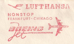 Meter Cover Germany 1972 Lufthansa Airlines - Boeing Jet - Nonstop Franfurt - Chicago - Aviones
