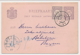 Briefkaart G. 34/ Bijfrankering Amsterdam - Duitsland 1897 - Ganzsachen