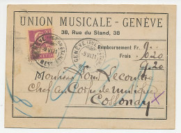 Illustrated Remboursement Card Switzerland 1921 Music - Música