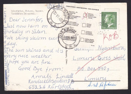 Sweden: Picture Postcard To SWA, 1980, 1 Stamp, King, Returned, Uncommon Retour Label, Omaruru (minor Creases) - Storia Postale