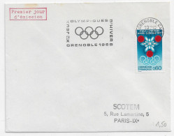 FRANCE 1968 Flamme SECAP JEUX OLYMPIQUES JO HIVER 1968 GRENOBLE GARE 1er Premier Jour Emission Timbre - Hiver 1968: Grenoble