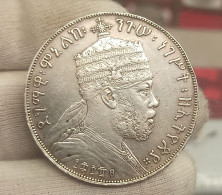 Etiopia Ethiopia 1 Birr - Menelik II León De Judá 1897 Km 5 Plata - Etiopia