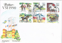 55095. Carta F.,D.C. STOCKHOLM (Sverige) Suecia 1990. RYTTAR VM 1990. Juegos Ecuestres, Hipica - FDC