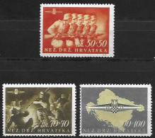 Croatia 1945 Sturmdivision 3v, Mint MNH **, History - Various - Militarism - Maps - Croatie