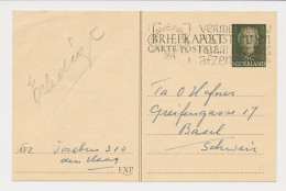 Briefkaart G. 311 Den Haag - Zwitserland 1954 - Entiers Postaux