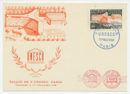 Maximum Card France 1958 UNESCO - Palace - ONU