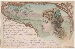 Art Nouveau  Jolie Jeune Femme Avec Une Fleur Dans Les Cheveux (Série 142 - Raphaël Tuck Editeur - Un Mot à La Poste - Avant 1900