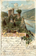 Gruss Vom Rhein - Schloss Rheinstein - Litho - Andere & Zonder Classificatie