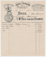 Nota Leeuwarden 1891 - De Gouden Leeuw - Globe - Petroleum  - Holanda