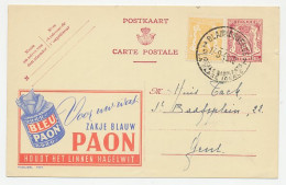 Publibel - Postal Stationery Belgium 1949 Laundry - Blue Paon - Linen - Non Classés