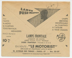 Postal Cheque Cover France 1936 Lamp - Car - Motorcycle - Camping - Light - Electricité