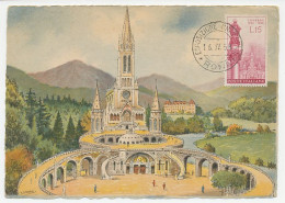 Maximum Card Italy 1958 Basilica Of Lourdes - Kerken En Kathedralen