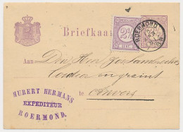 Briefkaart G. 18 / Bijfrankering Roermond - Belgie 1881 - Entiers Postaux