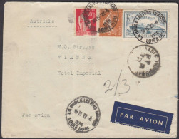 Frankreich 1936 Par Avion Flug Brief Normandie 1,50 F. + 50 C. + 25 C. Von LA BAULE LES PINS INFIONS Nach Wien !!! - Briefe U. Dokumente