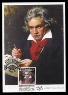 GIBRALTAR (2020) Carte Maximum Card - Birth Anniversaires Ludwig Van Beethoven, Music, Composer, Musique, Score Pianist - Gibilterra