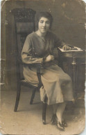 Souvenir Photo Postcard Elegant Woman Dress Locket - Photographie
