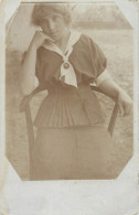 Souvenir Photo Postcard Elegant Woman Dress Broche - Photographs