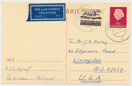 Briefkaart G. 338 / Bijfrankering Volendam - USA 1968 - Ganzsachen