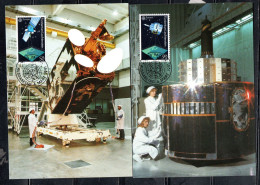 LIECHTENSTEIN 19991 EUROPA CEPT COMMUNICATIONS WEATHER SATELLITE SPACE COMPLETE SET SERIE MAXI MAXIMUM CARD CARTE - Maximumkaarten