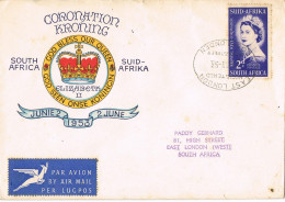 55097. Carta Aerea EAST LONDON (South Africa) 1953. Coronation Queen Elisabeth II - Storia Postale