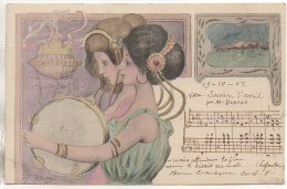 Art Nouveau  Illustrateur PATELLA  2 Femmes Musiciennes - Autres & Non Classés