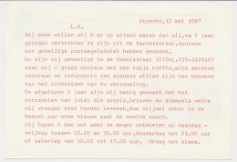 Briefkaart G. 366 Particulier Bedrukt Utrecht 1987  - Entiers Postaux