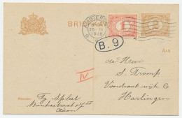 Briefkaart G. 88 A I / Bijfrankering Amsterdam - Harlingen 1918 - Interi Postali