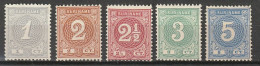 Suriname 1890-1893 Cijfers. NVPH 16-20 Complete. MNG Luxe, Not Hinged - Suriname ... - 1975