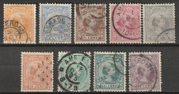 1891-1894 Wilhelmina 3, 5, 7.5, 10, 12.5, 15, 20, 22.5, 25ct NVPH 34, 36, 37, 38 Etc. Nice Cancelations.  - Oblitérés