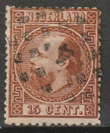 1867 Koning Willem III 15 Ct.  NVPH 9IIE Type II, (13,25x14 Kleine Gaten). - Used Stamps