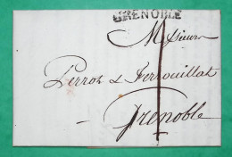 MARQUE 37 GRENOBLE ISERE TAXE LOCALE 1 TEXTE IMPRIME MARCHAND 1807 LETTRE COVER FRANCE - 1801-1848: Voorlopers XIX