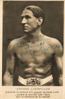 Armand CHERPILLOD * Carte Photo Dédicacée Dédicace Autographe Signature * Lutteur Suisse Né Vraconnaz * Lutte Fort - Wrestling