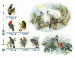 Ukraine 2024, Fauna, Birds, Parrots, Cochatoo, Sheetlet Of 6v - Oekraïne