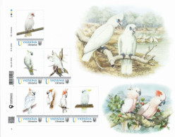 Ukraine 2024, Fauna, Birds, Parrots, Cochatoo, Sheetlet Of 6v - Oekraïne