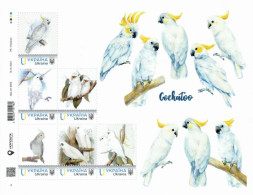 Ukraine 2024, Fauna, Birds, Parrots, Cochatoo, Sheetlet Of 6v - Oekraïne