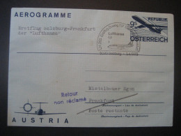 Österreich- Ganzsache Aerogramme MiNr. LF 19, Erstflug 1985 Salzburg - Frankfurt Mit Lufthansa - Premiers Vols