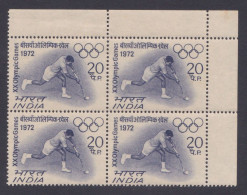 Inde India 1972 MNH Olympic Games, Olympics, Sport, Sports, Hockey, Block - Nuovi