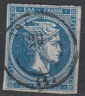 Grece N° 0021c Tête De Mercure Bleu 20 L Chiffre 20 Au Verso - Used Stamps