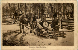 Russischer Bauern Schlitten - Feldpost Landsturm Infanterie Regiment 10 - Russie