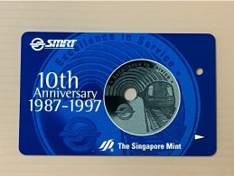 Mint Singapore SMRT TransitLink Metro Train Subway Ticket Card, SMRT 10th Anniversary 1987-1997, Mint Set Of 1 Card - Singapour