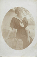 Souvenir Photo Postcard Elegant Woman Coiffure Broche - Fotografie