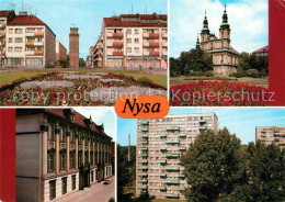 72840427 Nysa Teilansichten Turm Kirche Hochhaus Gebaeude Nysa - Polen