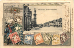 Erlangen - Kirchenplatz - Briefmarken - Prägekarte Litho - Erlangen