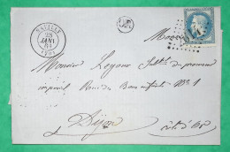 N°29 GC 2614 NAVILLY SAONE ET LOIRE OR ORIGINE RURALE POUR DIJON COTE D'OR 1869 LETTRE COVER FRANCE - 1849-1876: Période Classique